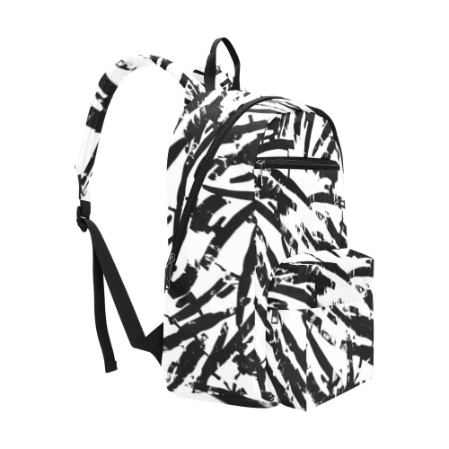 Brush Stroke Black and White Large Capacity Travel Backpack (Model 1691)