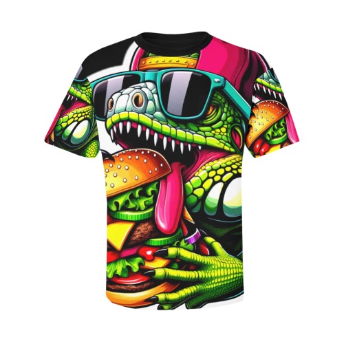 IGUANA EATING CHEESEBURGER 3 Men's All Over Print T-Shirt with Chest Pocket (Model T56)
