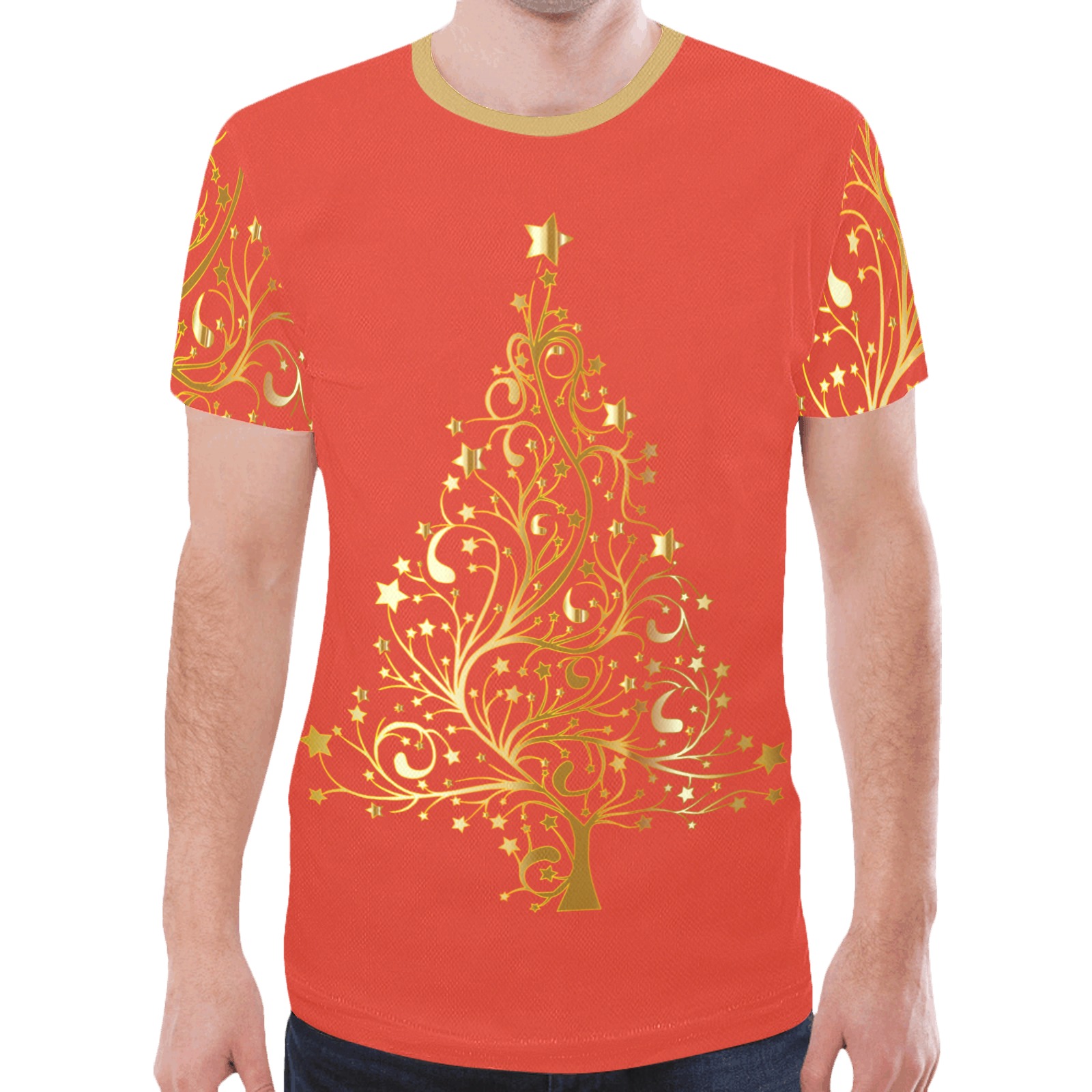 Golden Tree Christmas New All Over Print T-shirt for Men (Model T45)