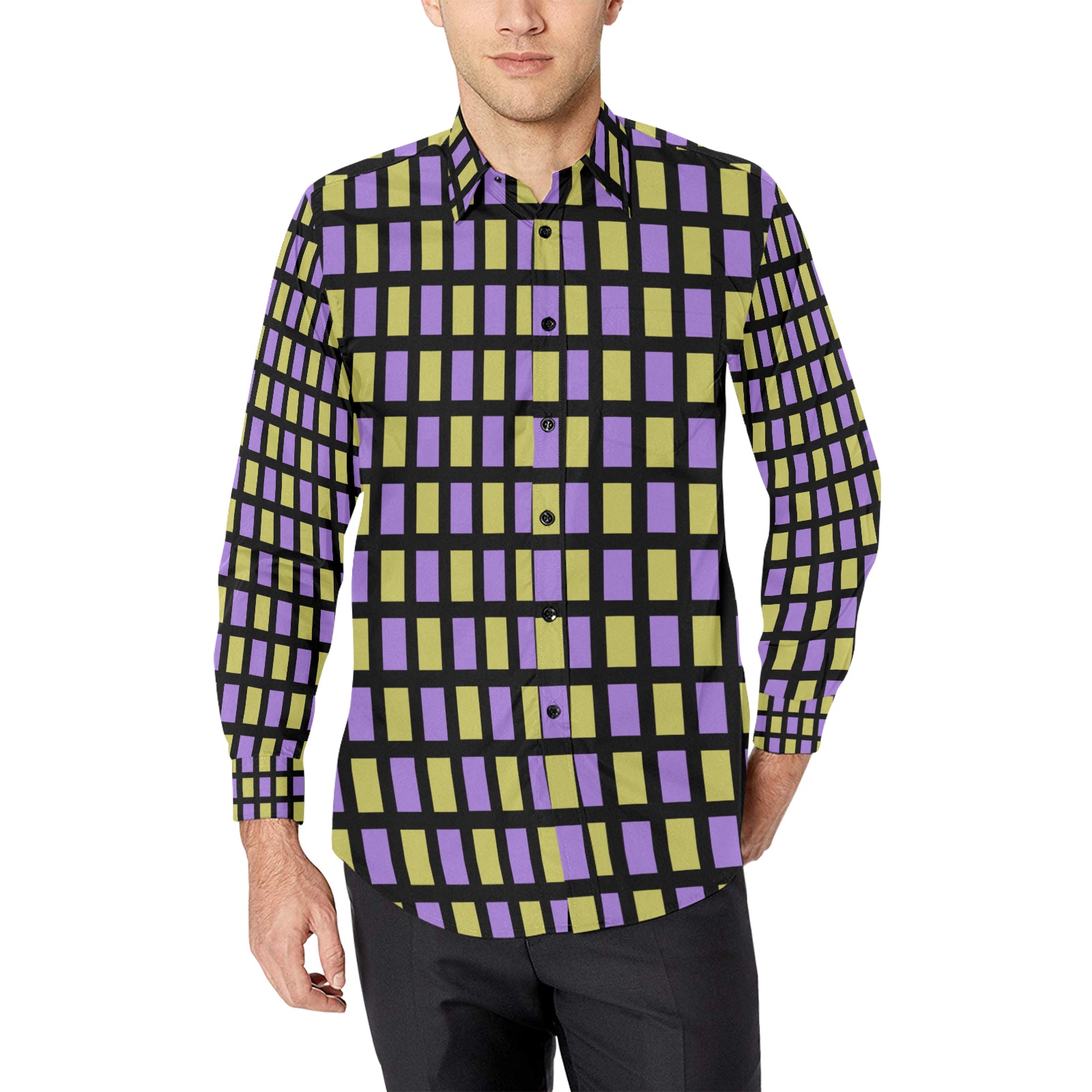 Gold and Mauve Men's All Over Print Casual Dress Shirt (Model T61)