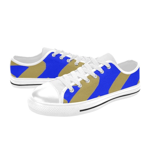 Tribal Gold and Royal Blue Women's Classic Canvas Shoes (Model 018)
