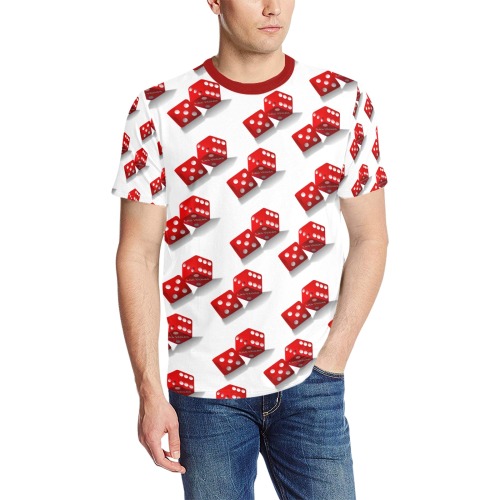 Las Vegas Craps Dice / White Men's All Over Print T-Shirt (Solid Color Neck) (Model T63)