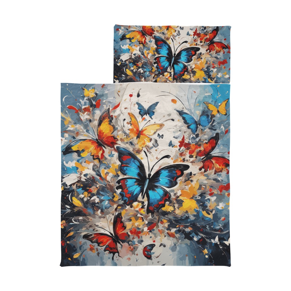 Fantastic blue, red, yellow butterflies art Kids' Sleeping Bag