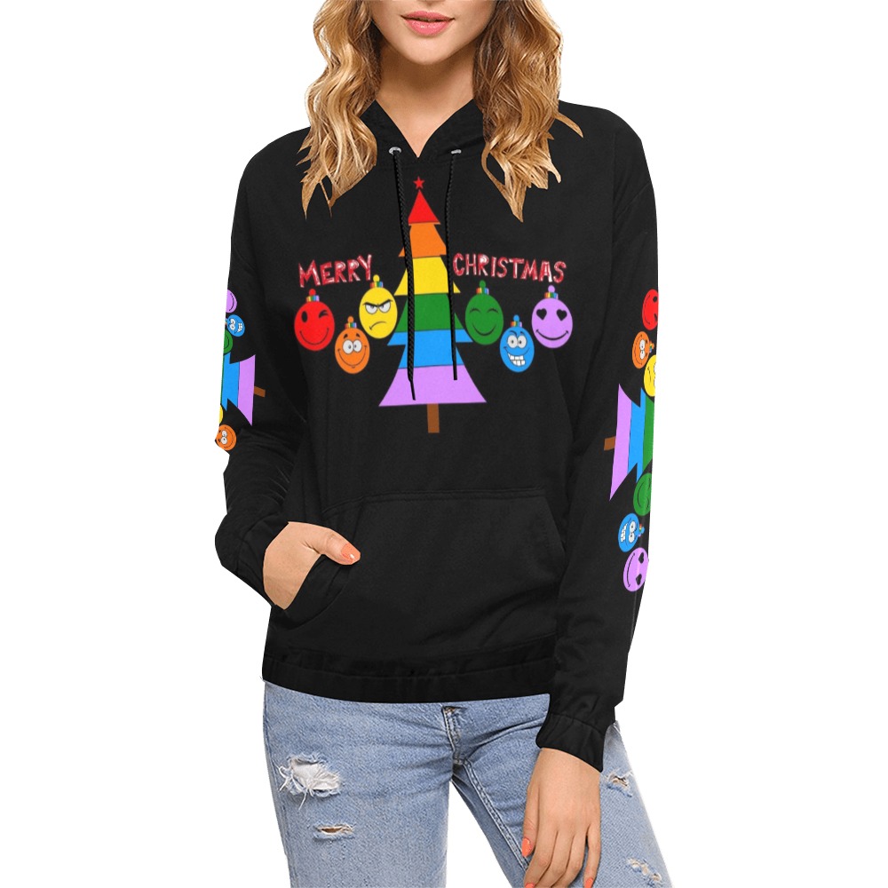 Merry Gay Christmas by Nico Bielow All Over Print Hoodie for Women (USA Size) (Model H13)