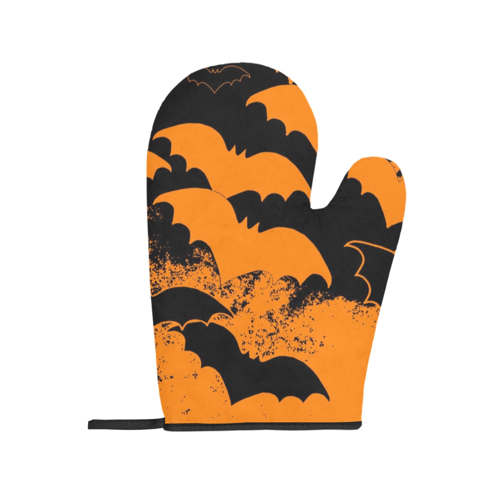 Black Bats In Flight Orange Oven Mitt & Pot Holder