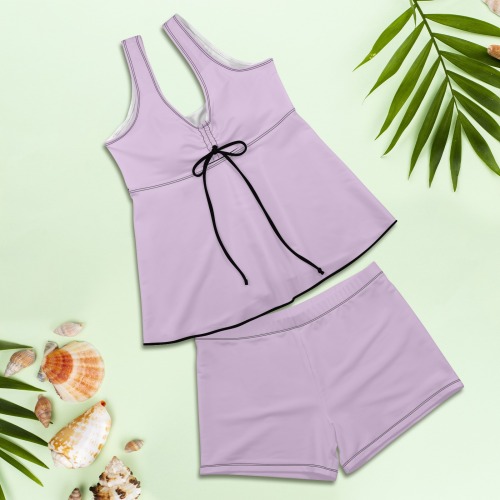 lilac purple Women's Vest Skirt Split Swimsuit (Model S47)