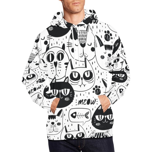 Cat-1 All Over Print Hoodie for Men (USA Size) (Model H13)