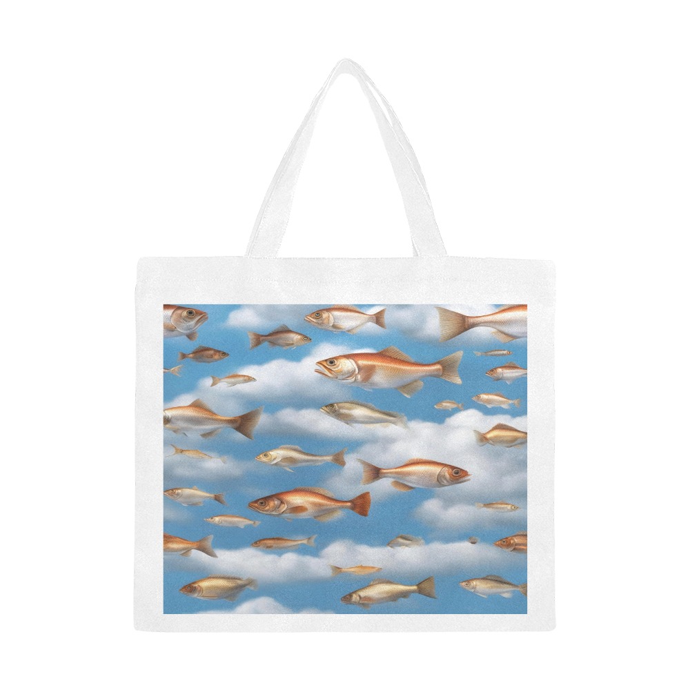 Raining Fish Canvas Tote Bag/Large (Model 1702)