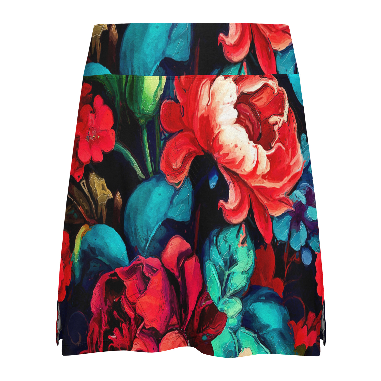 flowers botanic art (6) skirt fashion Women's Athletic Skirt (Model D64)