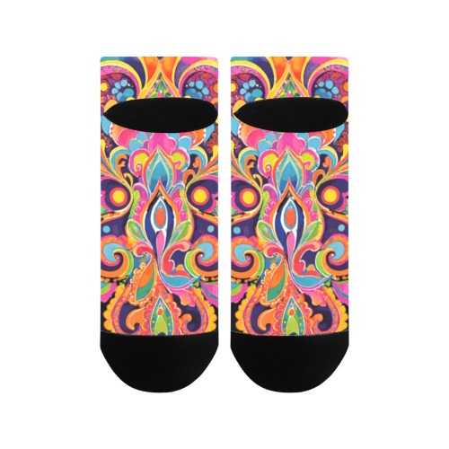 Abstract Retro Hippie Paisley Floral Women's Ankle Socks