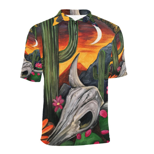 Desert Nights Men's All Over Print Polo Shirt (Model T55)