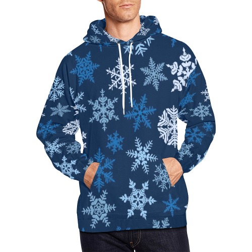 Snowflakes Blue All Over Print Hoodie for Men (USA Size) (Model H13)