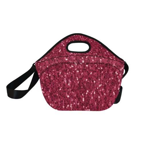 Magenta dark pink red faux sparkles glitter Neoprene Lunch Bag/Large (Model 1669)