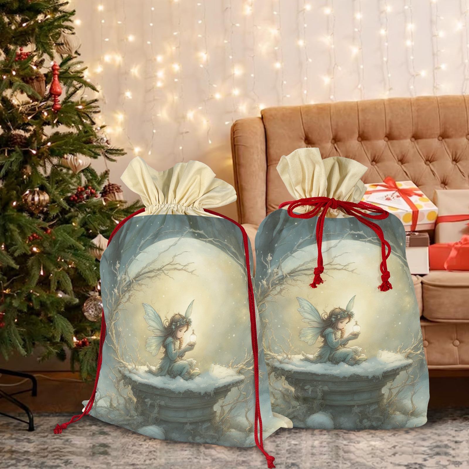 Christmas Wish Santa Claus Drawstring Bag 21"x32" (Two Sides Printing)