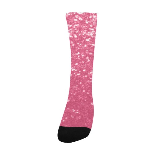 Magenta light pink red faux sparkles glitter Men's Custom Socks