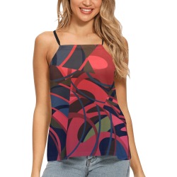 Summer Red Blue Abstract Tangles Loose Fit Halter Neck Top (Model T68)