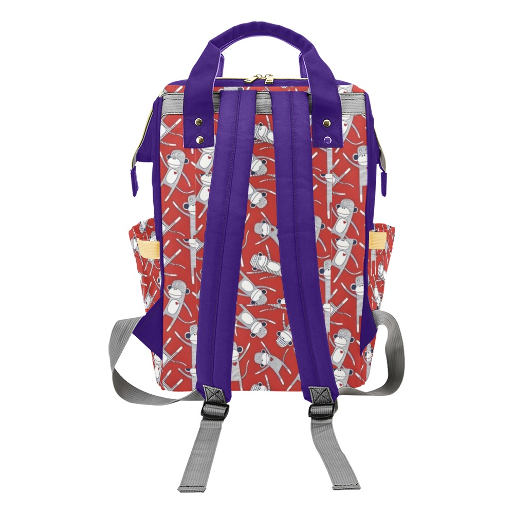 Sock Monkey Blue Multi-Function Diaper Backpack/Diaper Bag (Model 1688)