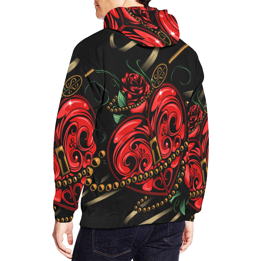 Key To My Heart All Over Print Hoodie for Men (USA Size) (Model H13)