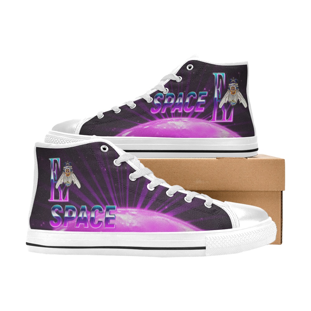 Space Collectable Fly Women's Classic High Top Canvas Shoes (Model 017)