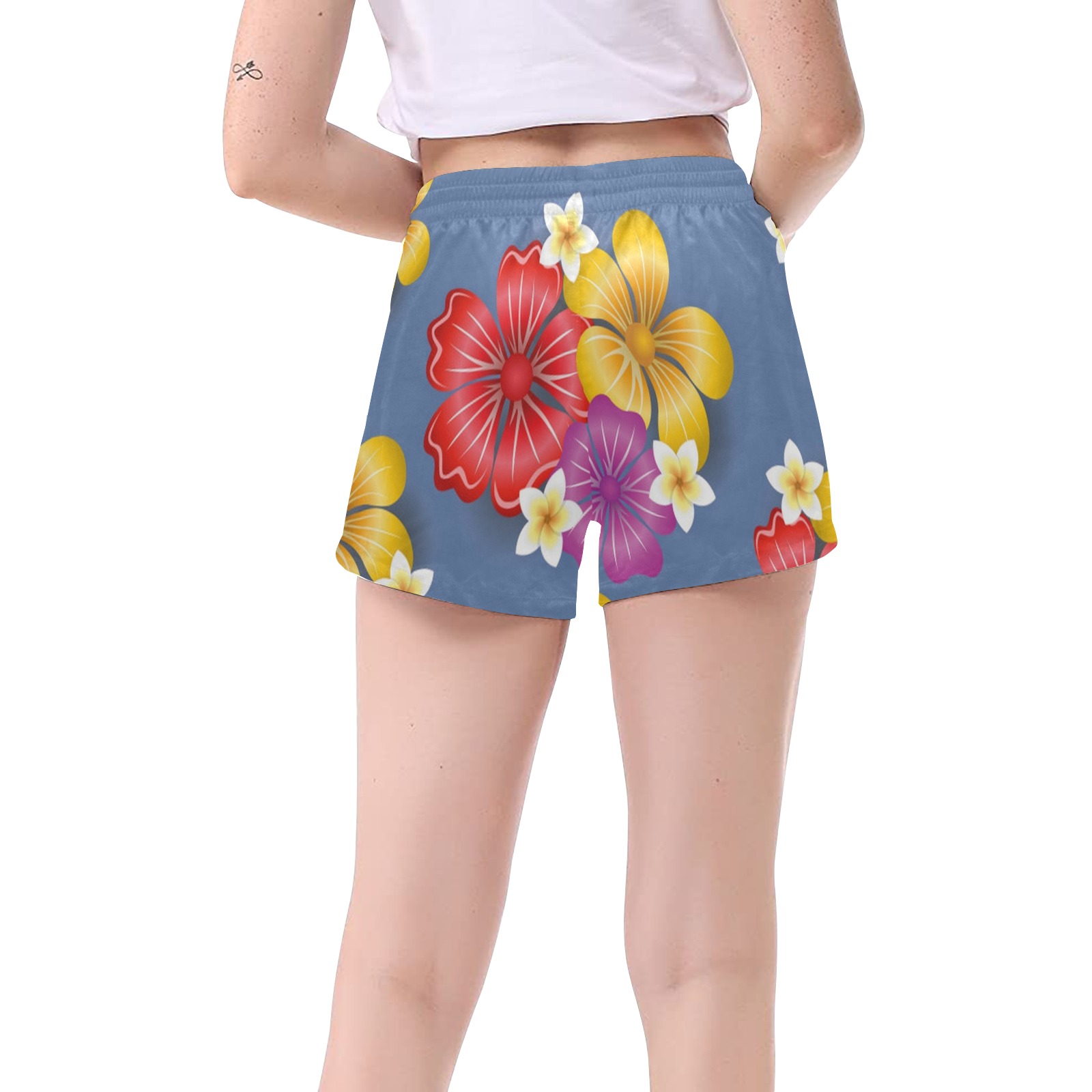 Colorful Tropical Pattern (378) Women's Mid-Length Board Shorts (Model L55)