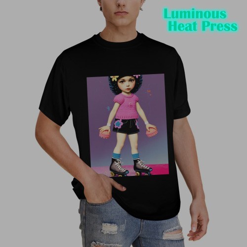 vintage retro roller skater girl 2 Men's Glow in the Dark T-shirt (Front Printing)