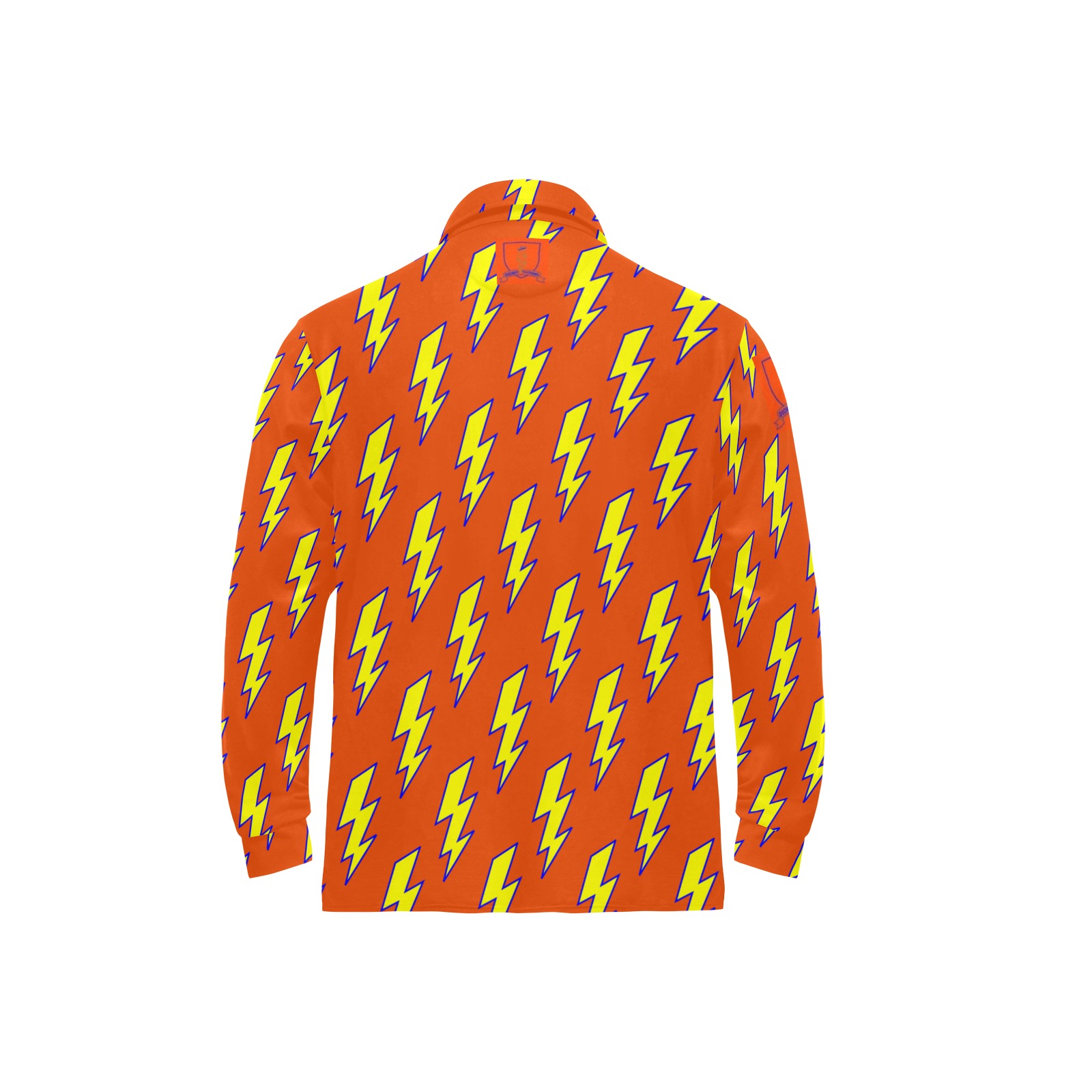 DIONIO Clothing - Lightning Strikes Repeat Polo Shirt # 3(Orange & Yellow) Men's Long Sleeve Polo Shirt (Model T73)
