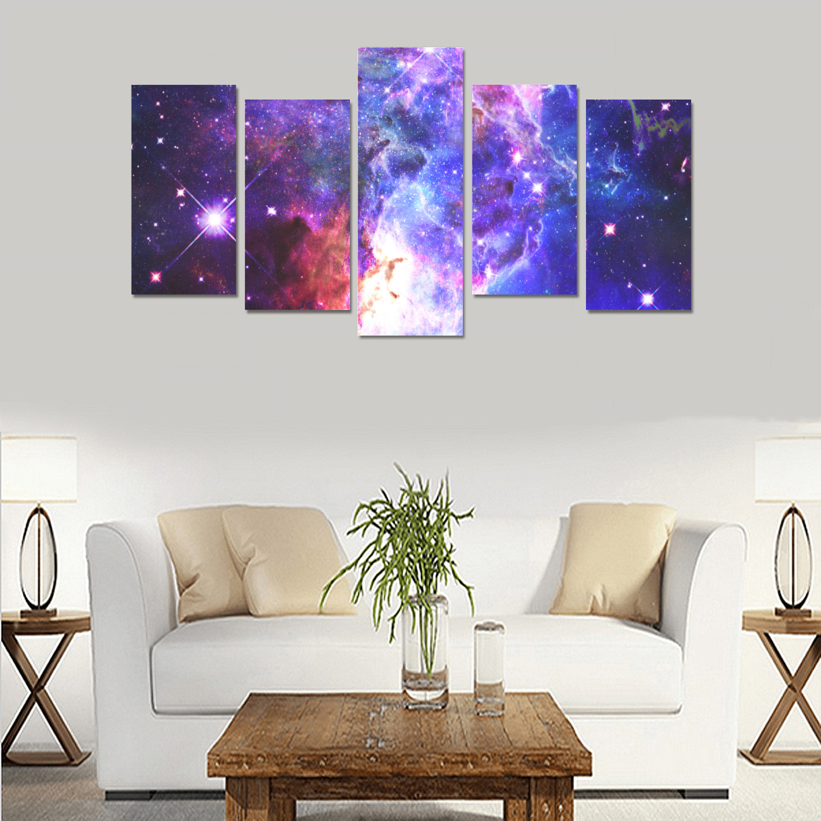 Mystical fantasy deep galaxy space - Interstellar cosmic dust Canvas Print Sets E (No Frame)