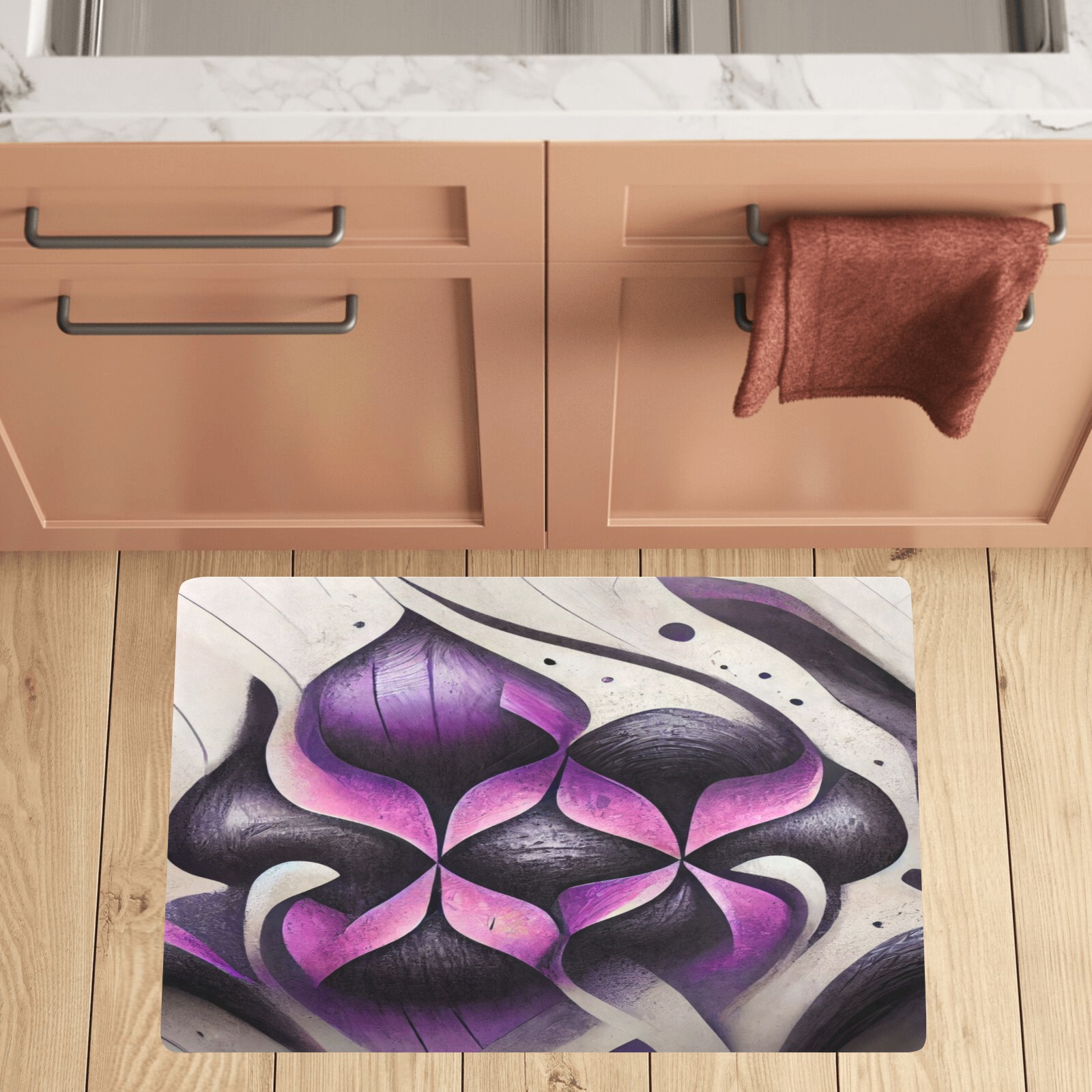 purple and cream pattern Kitchen Mat 32"x20"