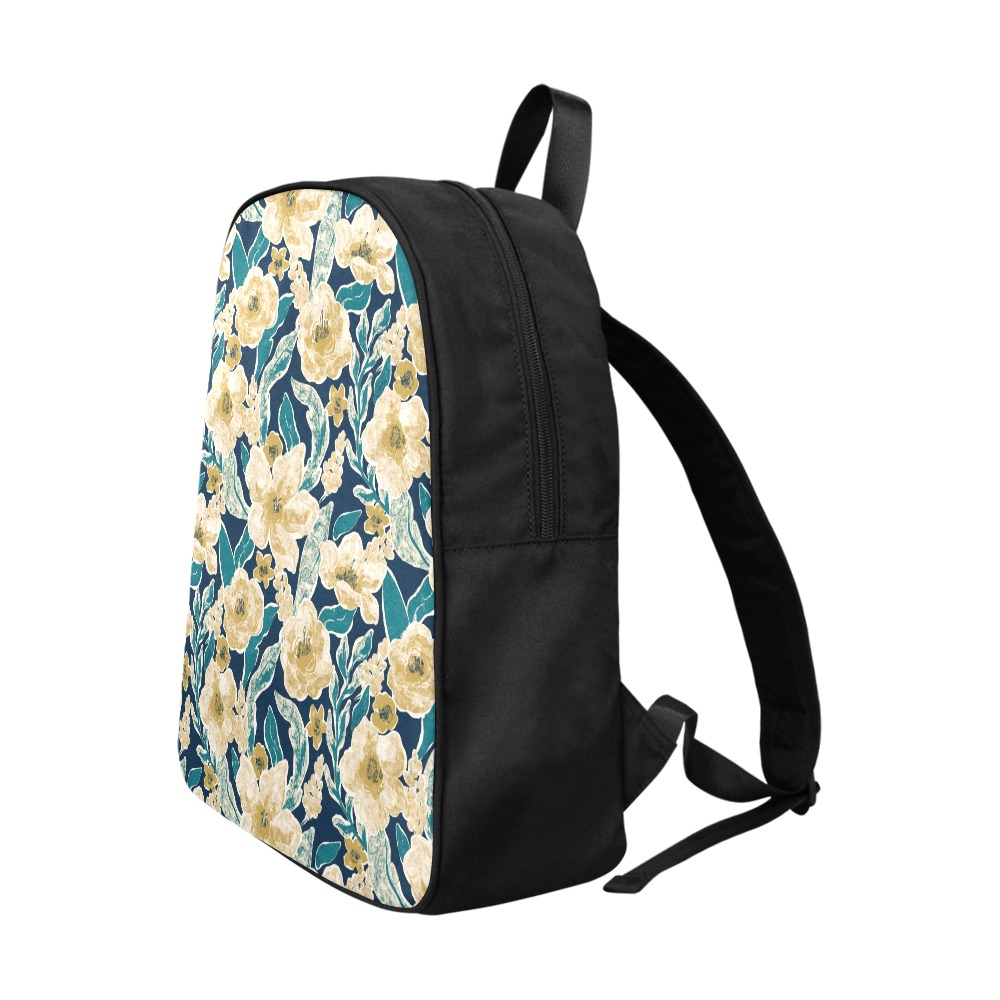 Painted Flowers Fabric School Backpack (Model 1682) (Large)