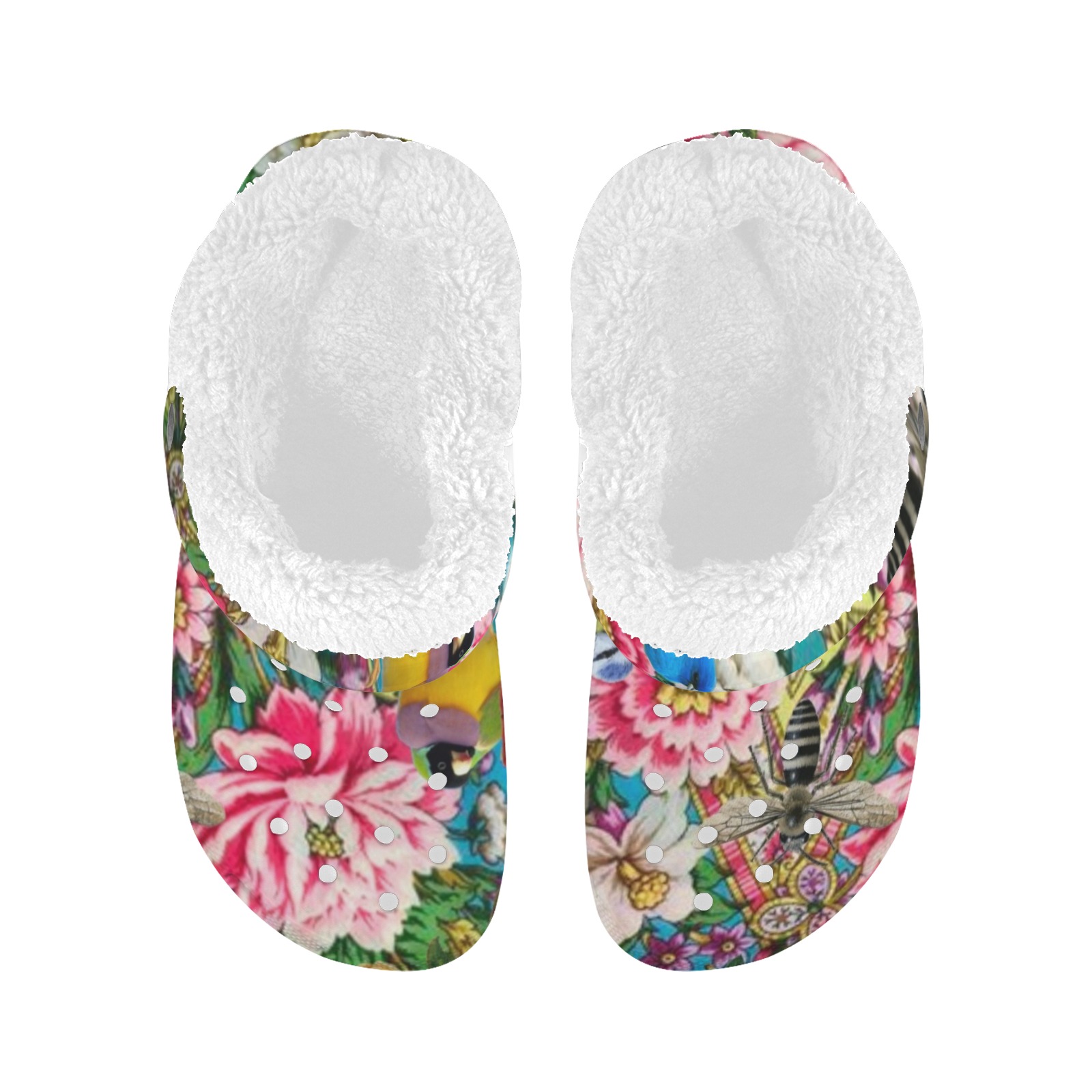 Exotic Bird Forest Fleece Lined Foam Clogs for Adults
