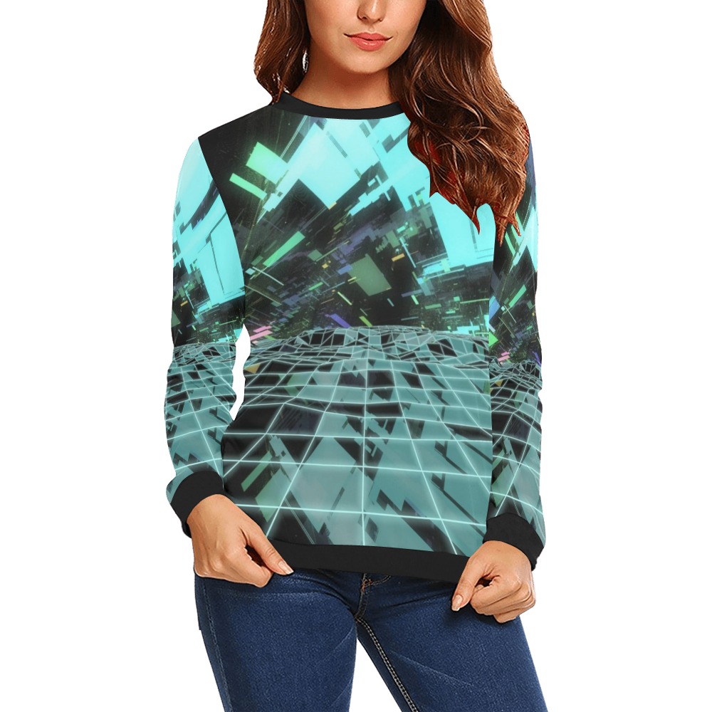 Modern Abstract All Over Print Crewneck Sweatshirt for Women (Model H18)