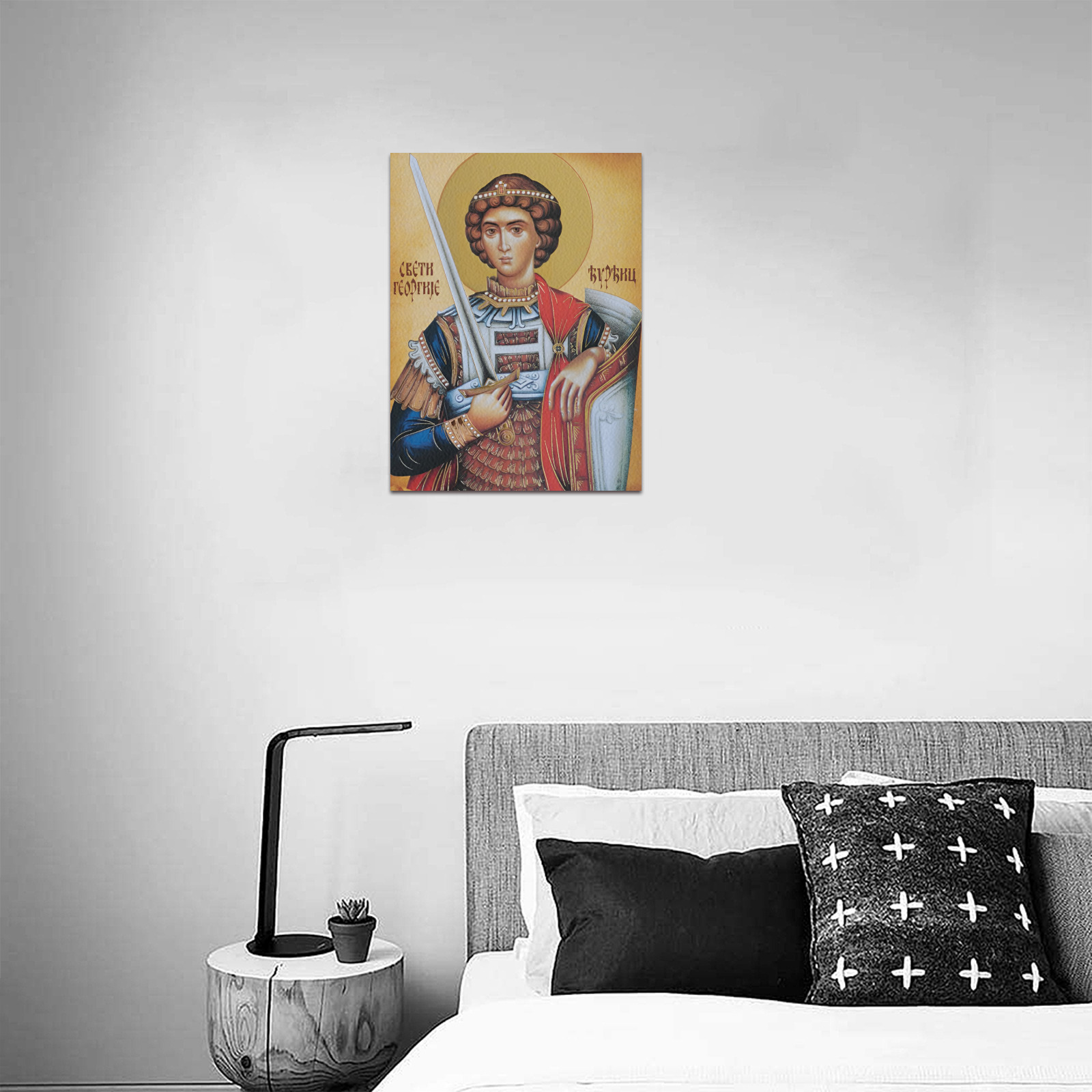 Saint George Serbian Slavic icon / DJURDJIC Frame Canvas Print 12"x16"
