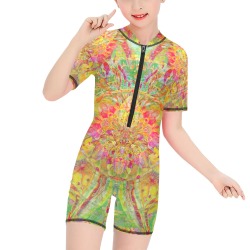 tree of life 12 Girls' Short-Sleeve One-Piece Swimsuit (Model S19)