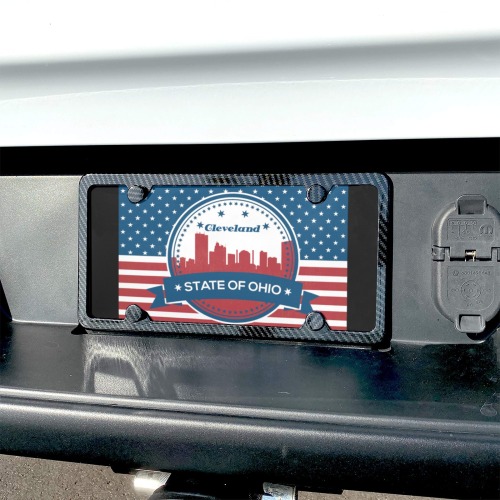 Cleveland Ohio Retro American Flag Custom License Plate