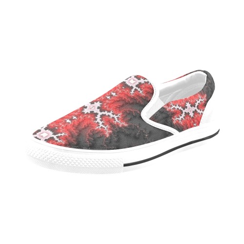 0-Fire and Ice Fractal Abstract Women's Slip-on Canvas Shoes (Model 019)