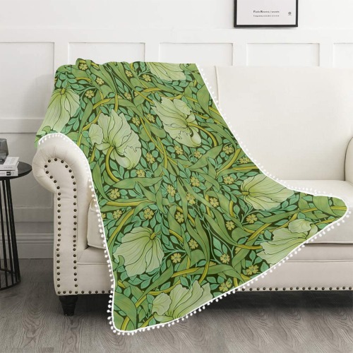 William Morris - Pimpernel Pom Pom Fringe Blanket 60"x80"