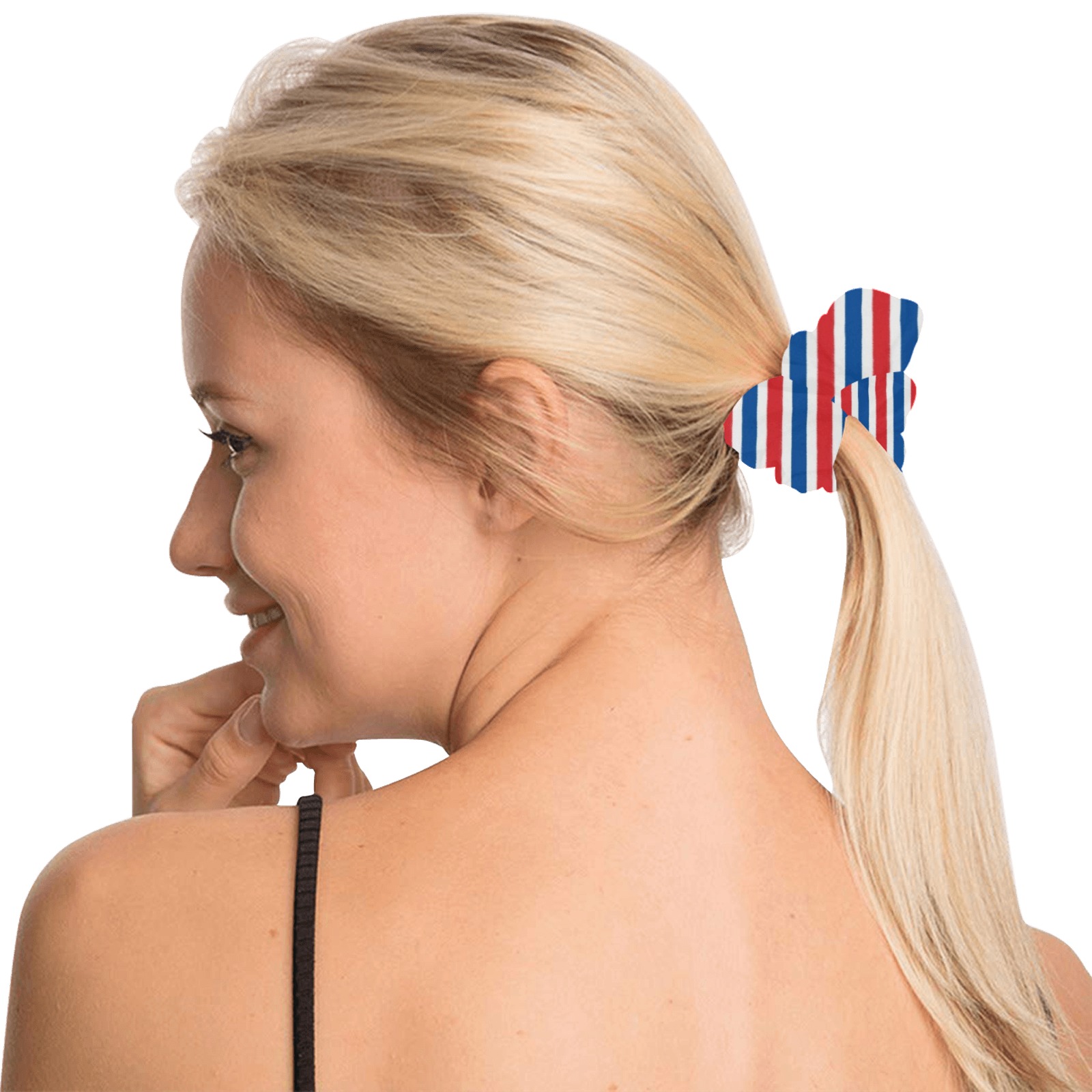 Red White and Blue Stripes All Over Print Hair Scrunchie