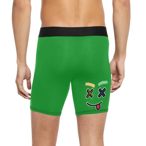 Green X Face Men Underwear Men's Long Leg Boxer Briefs (Model L67)