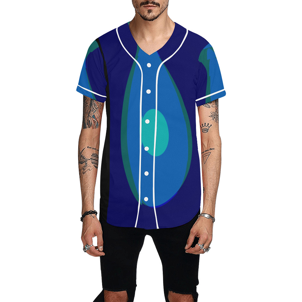 Dimensional Blue Abstract 915 All Over Print Baseball Jersey for Men (Model T50)
