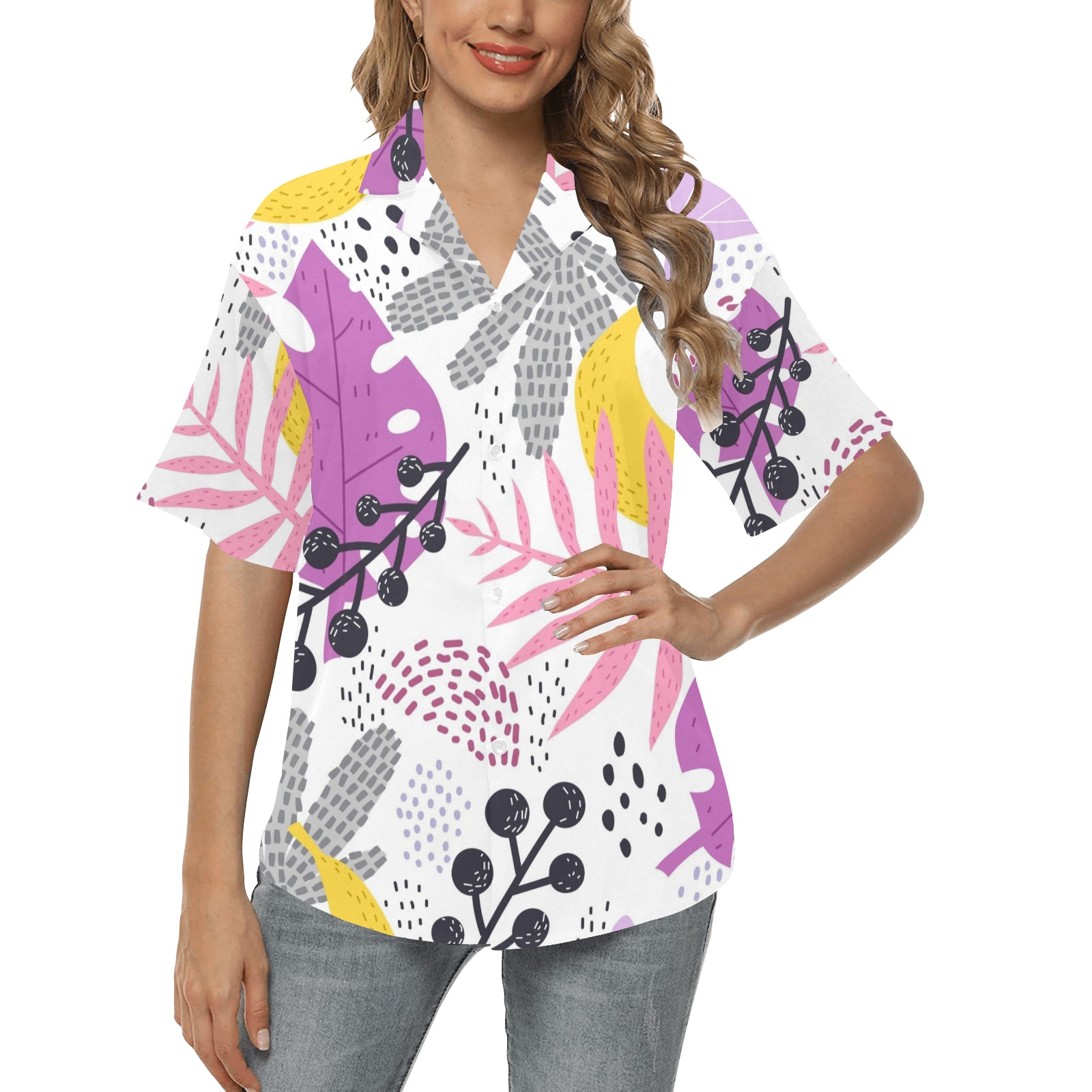 Beautiful Pastel Tropical All Over Print Hawaiian Shirt for Women (Model T58)