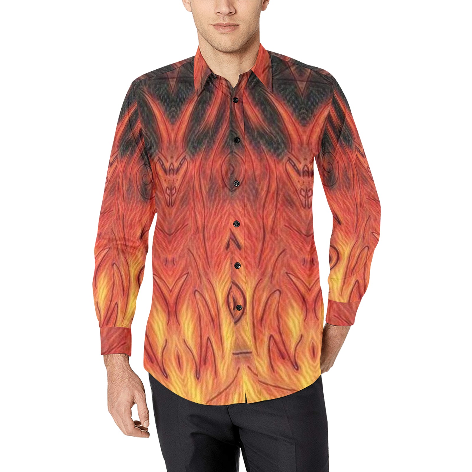 HalloweenDevil. Men's All Over Print Casual Dress Shirt (Model T61)