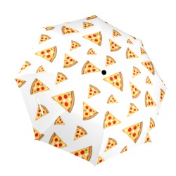 Cool and fun pizza slices pattern on white Semi-Automatic Foldable Umbrella (Model U12)