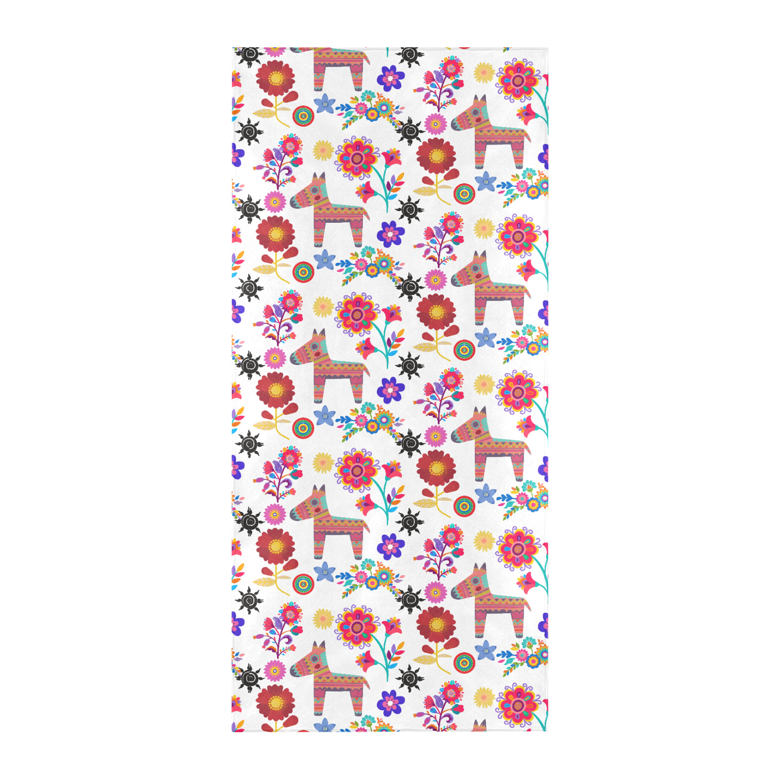 Alpaca Pinata and Flowers Beach Towel 32"x 71"