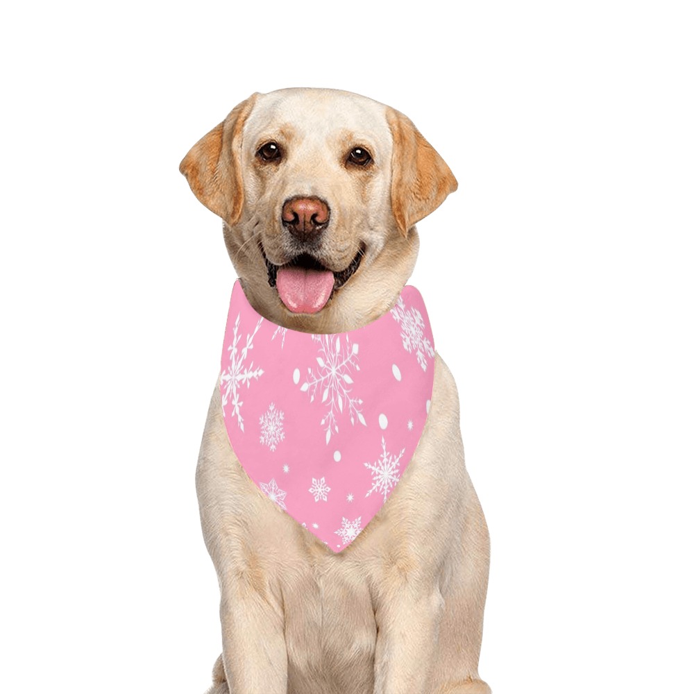 Snowflakes_Pink Pet Dog Bandana/Large Size