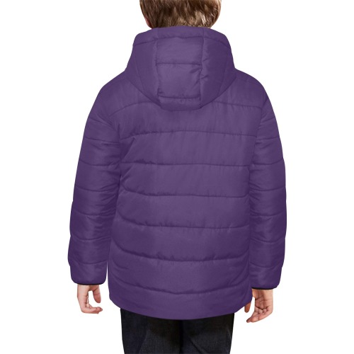 color Russian violet Kids' Padded Hooded Jacket (Model H45)