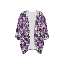 Tropical Blooming Electric Fantasy Women's Kimono Chiffon Cover Ups (Model H51)