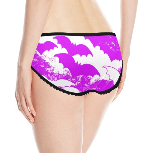 White Bats In Flight Pink Women's All Over Print Classic Briefs (Model L13)