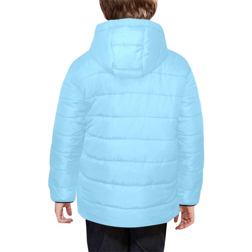 color baby blue Kids' Padded Hooded Jacket (Model H45)