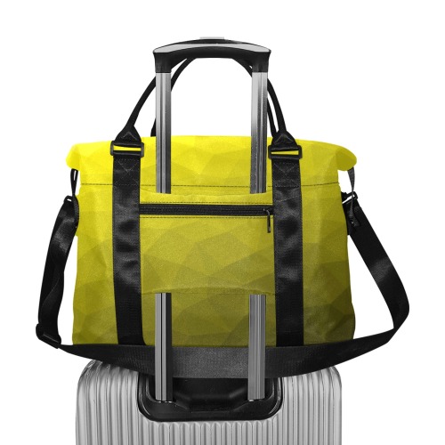 Yellow gradient geometric mesh pattern Large Capacity Duffle Bag (Model 1715)