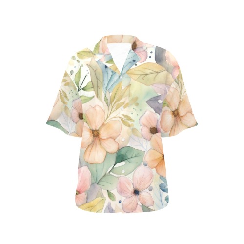 Watercolor Floral 1 All Over Print Hawaiian Shirt for Women (Model T58)